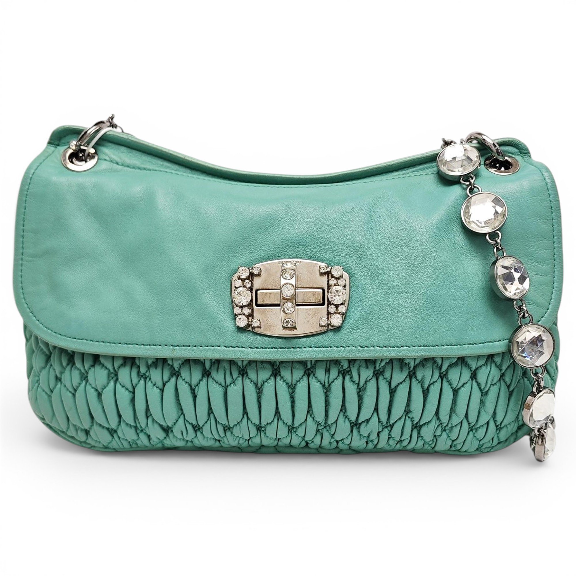 Miu Crystal leather handbag