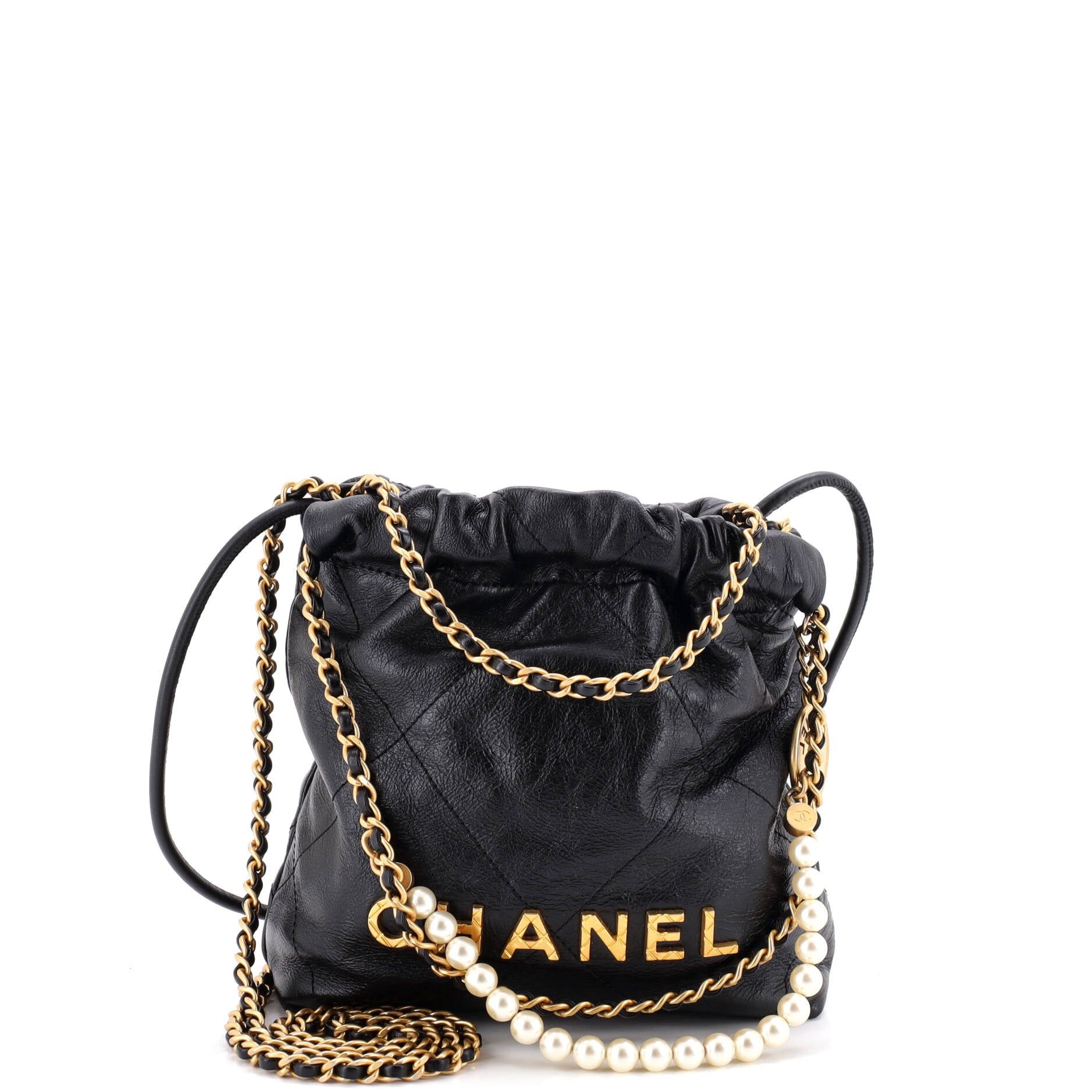22 Chain Hobo Quilted Calfskin with Pearl Chain Mini