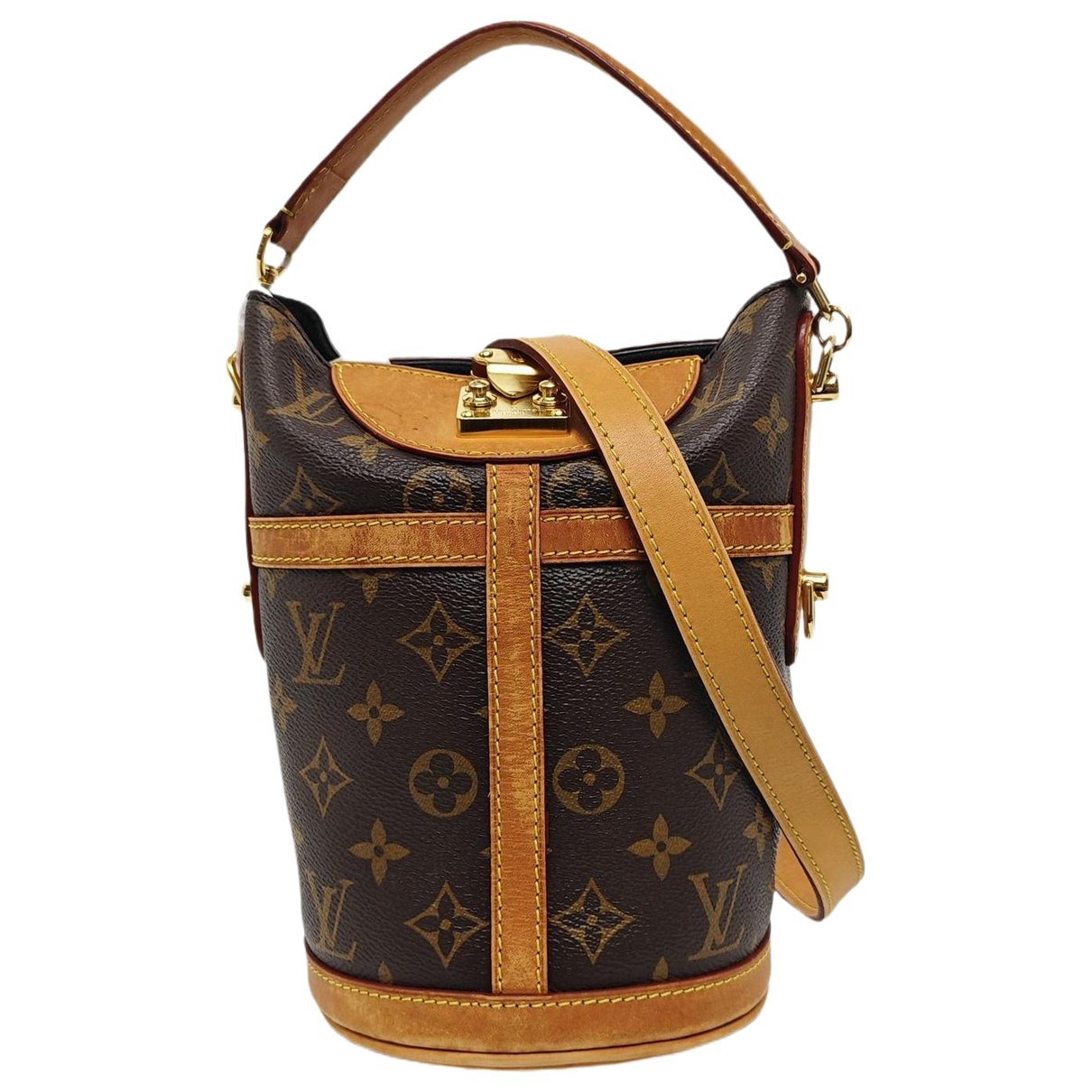Duffle leather handbag