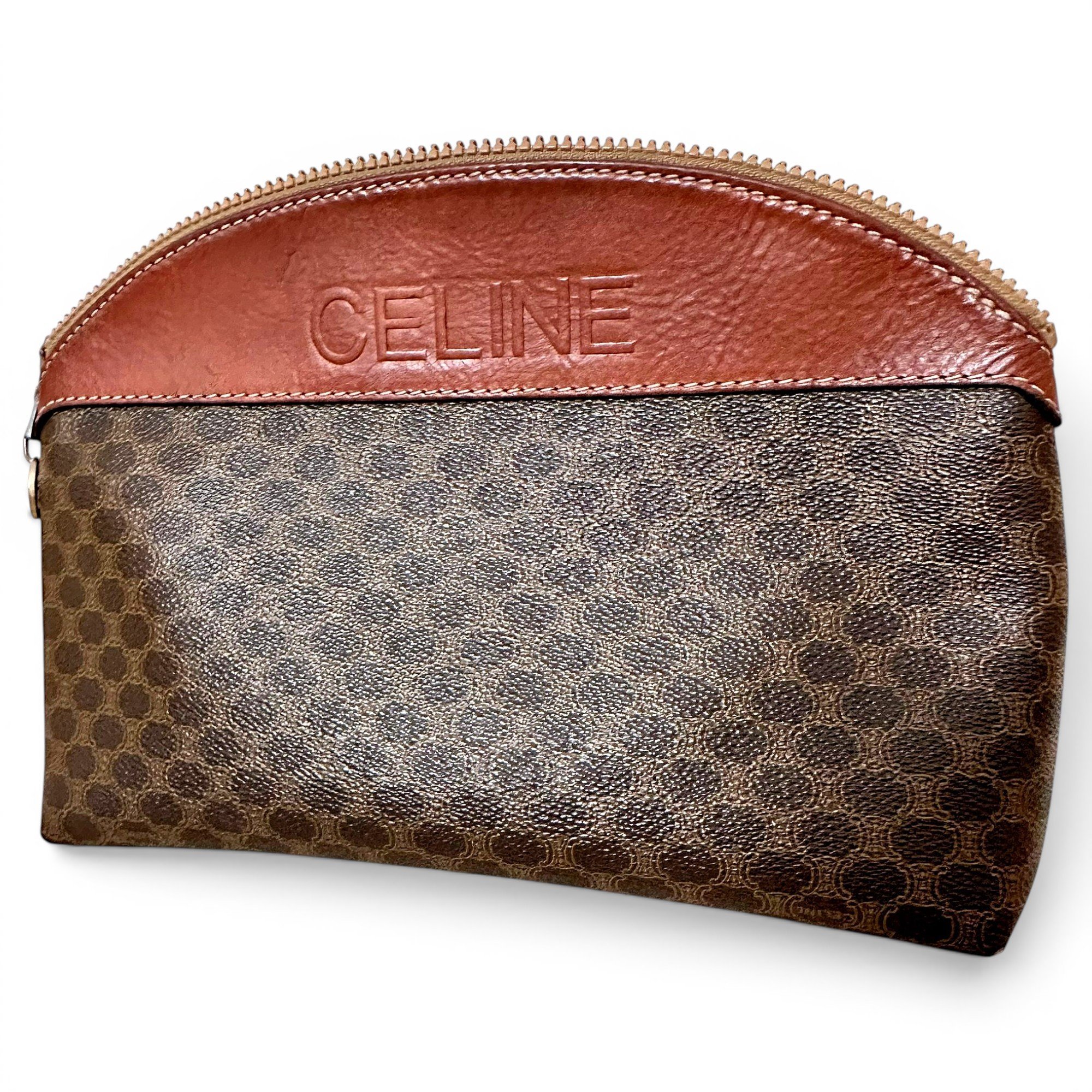 Triomphe Vintage leather clutch bag