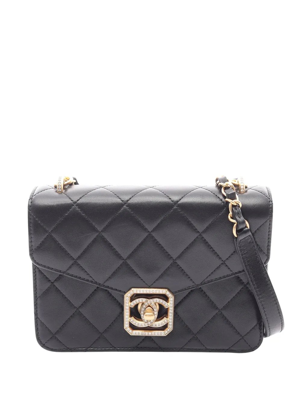 2021-2026 Mini Quilted Lambskin Crystal Geometric CC Frame Flap crossbody bag