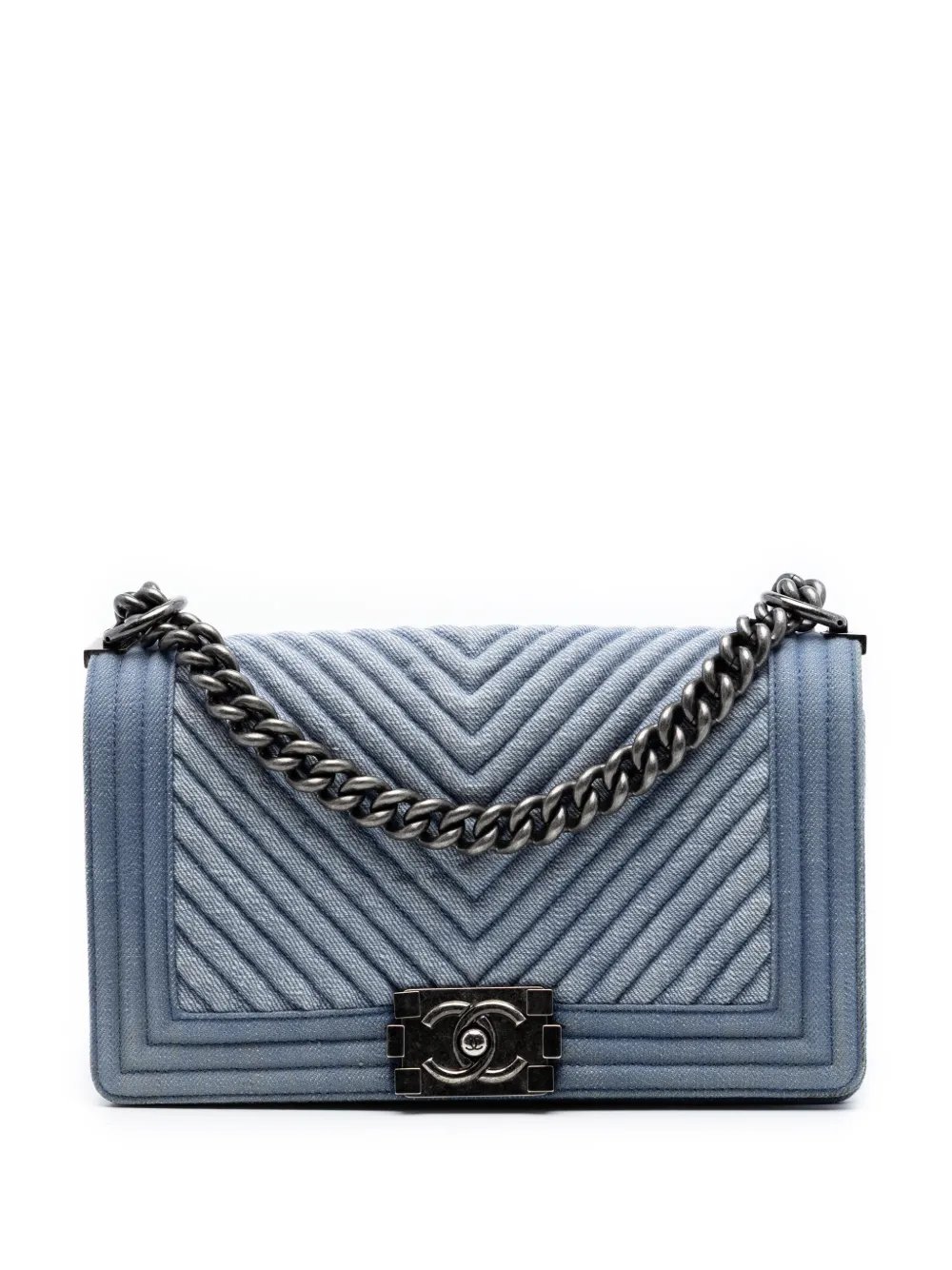 2014-2015 Old Medium Chevron Denim Boy Flap crossbody bag
