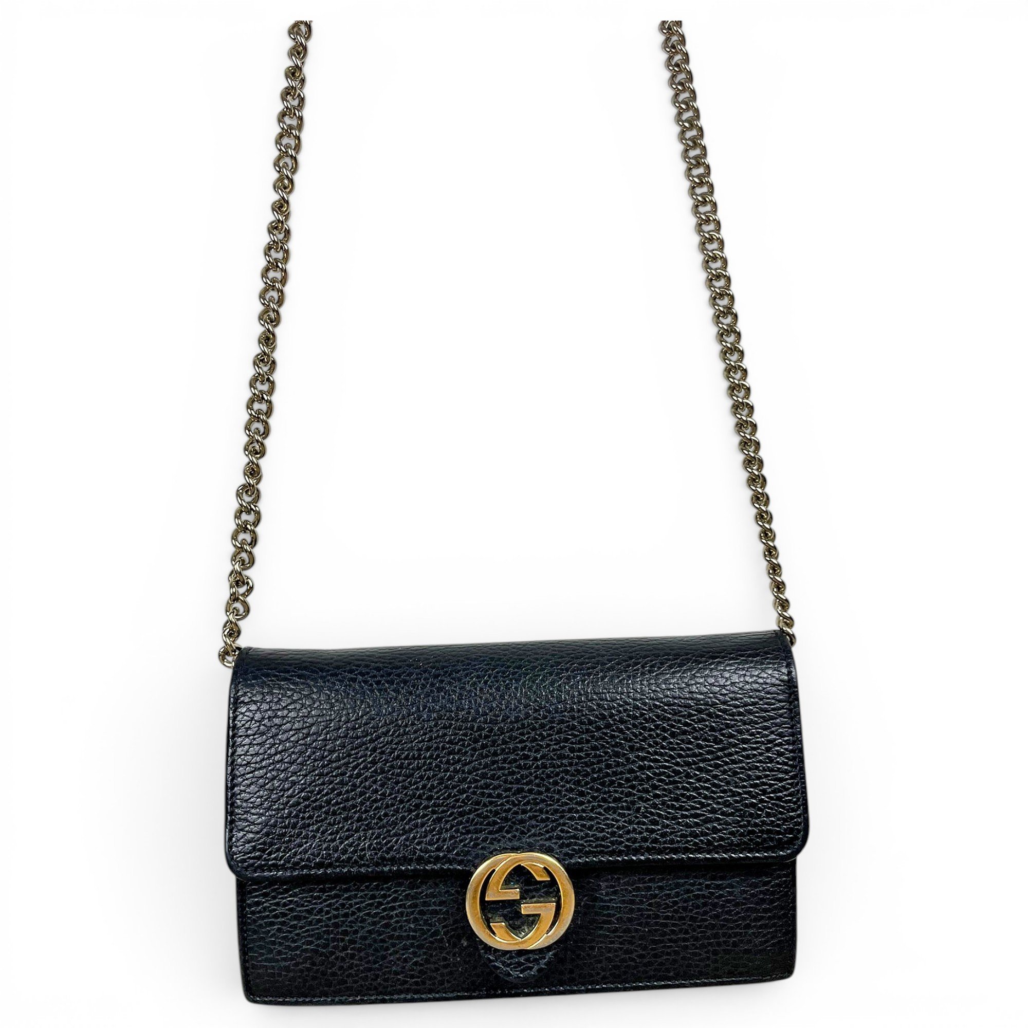 Interlocking leather crossbody bag