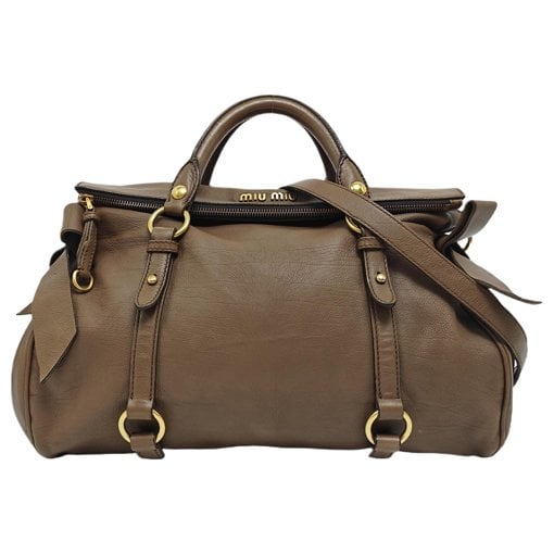 Bow bag leather handbag