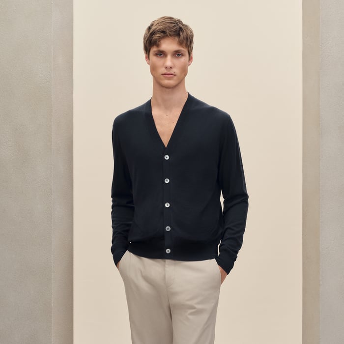 Marine "Detail H" Buttoned Cardigan