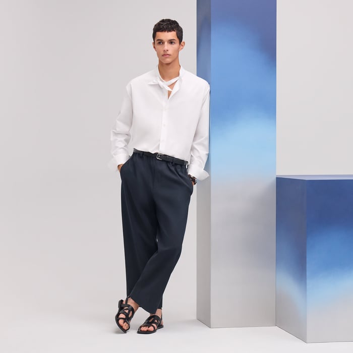 Blanc Boxy Fit Shirt With Marius Collar