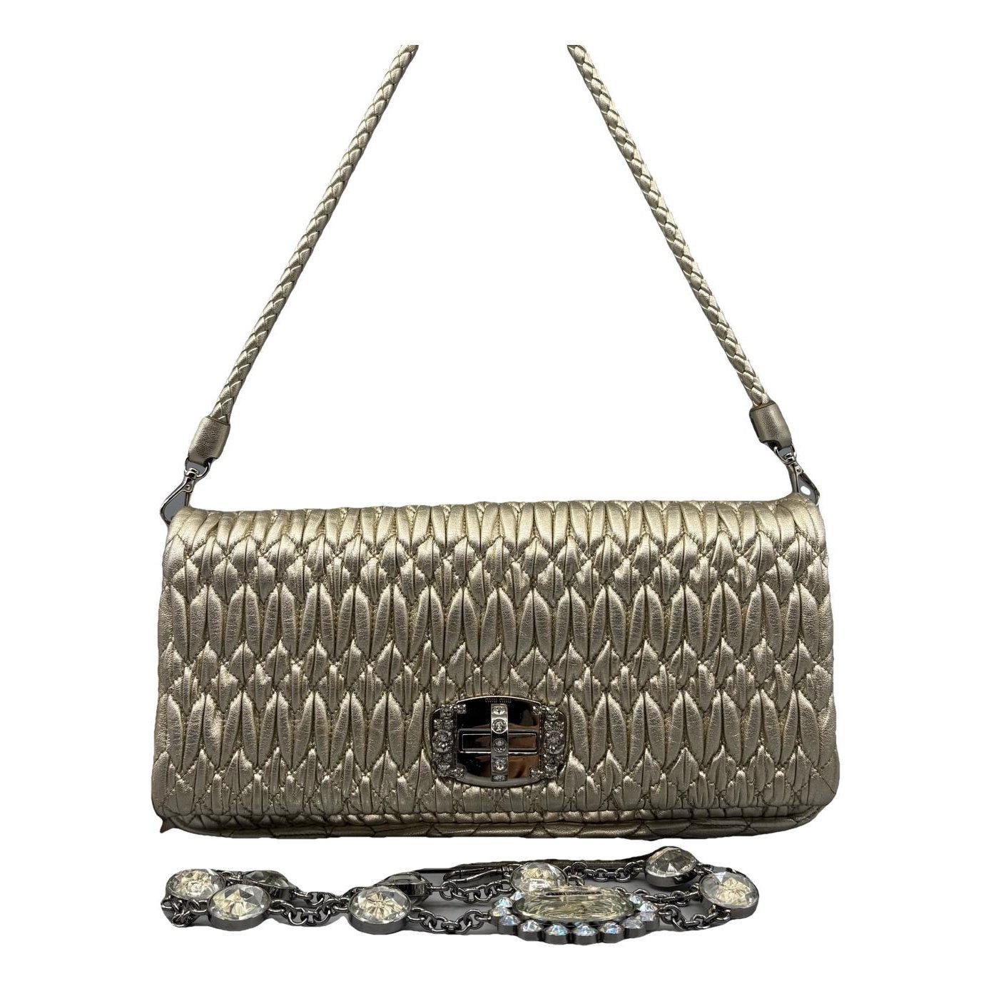 Miu Crystal leather handbag