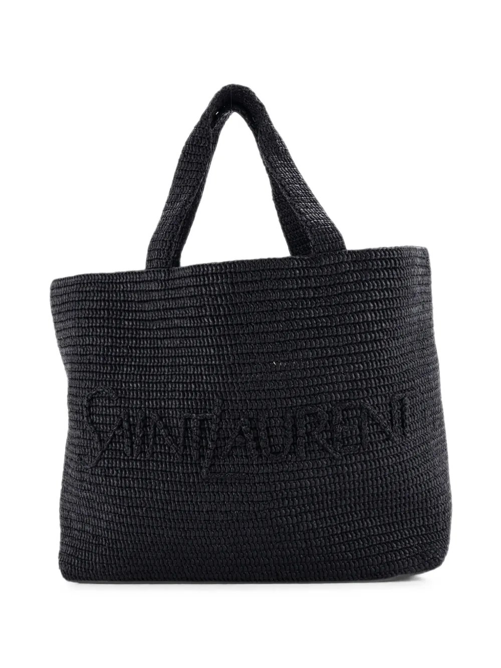 Logo Supple Embroidered Raffia tote bag