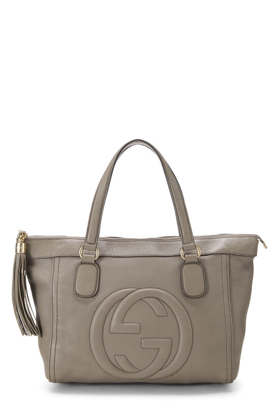 Gucci Grey Leather Soho Zip Tote