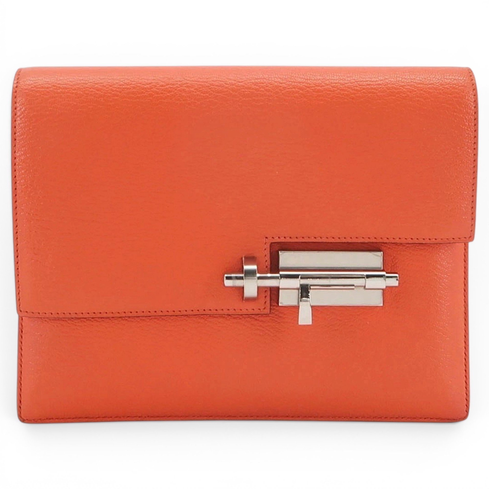 Hermes Verrou Handbag Orange Chèvre Mysore Leather