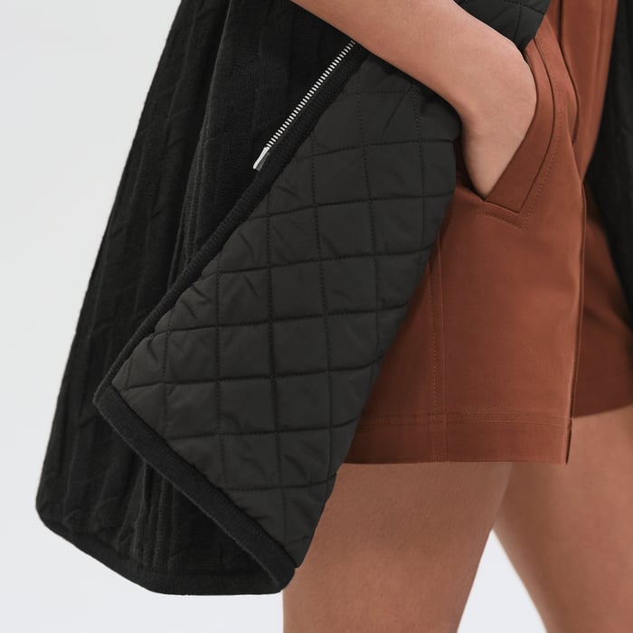 Noir "H" Zipped Quilted Coat