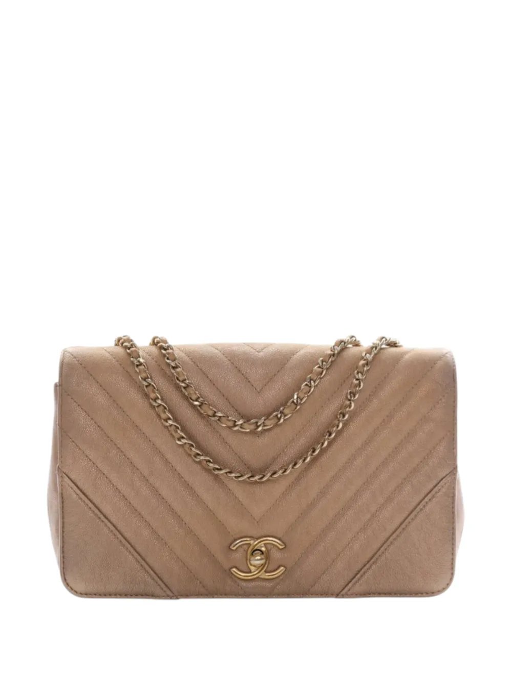 2019 Medium Chevron Iridescent Caviar Statement Flap crossbody bag