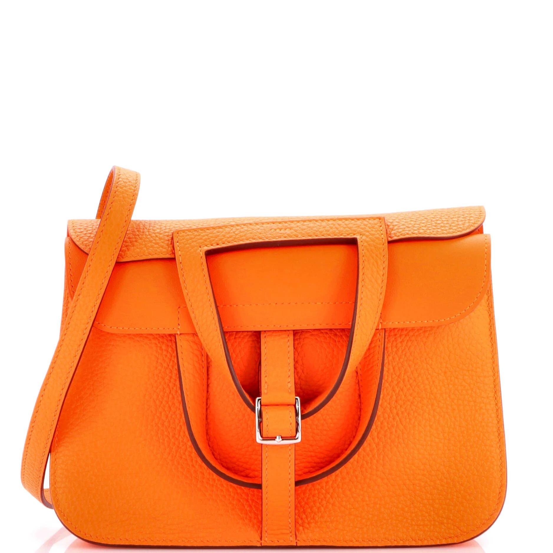 Hermes Halzan 25 Handbag Orange Clemence Leather 2024