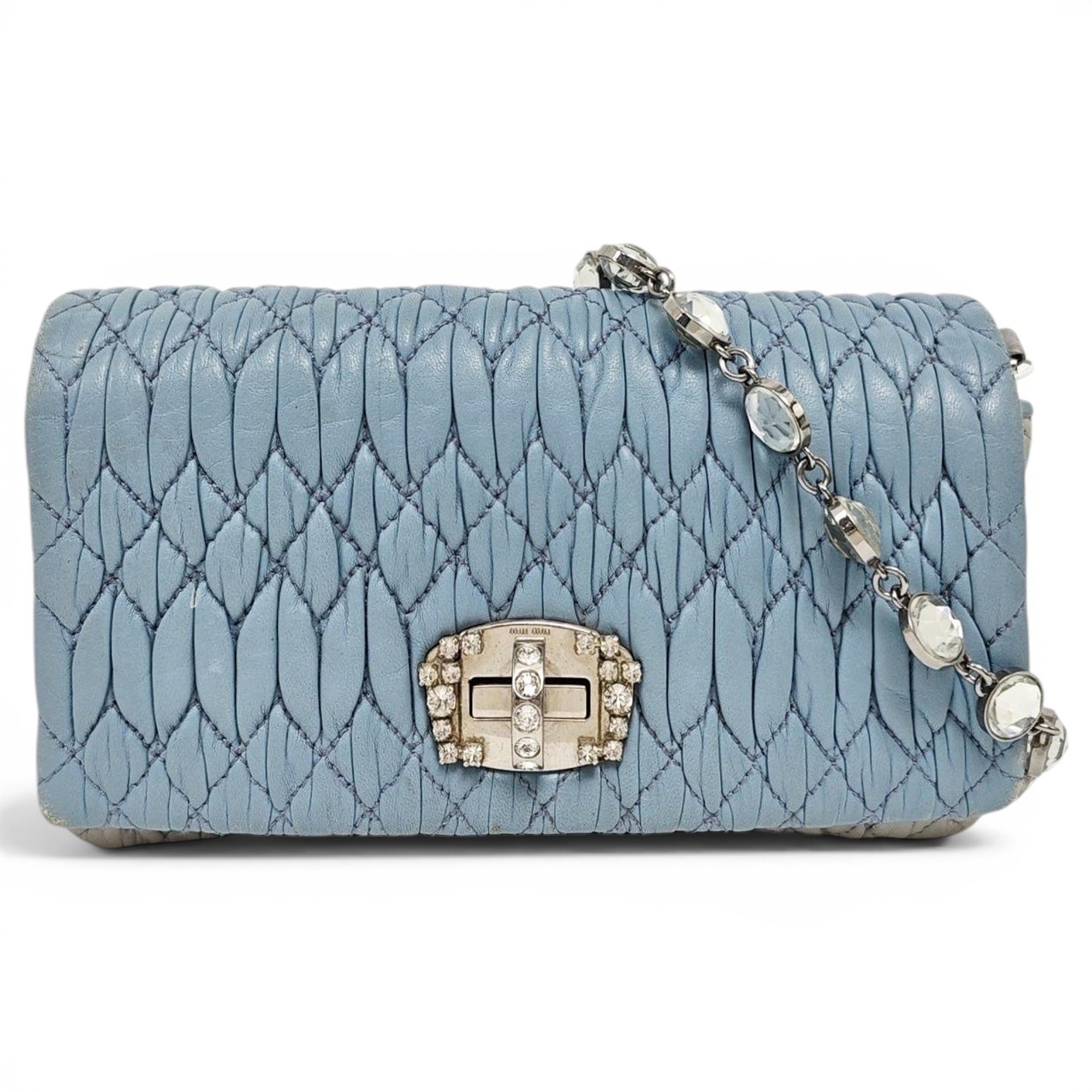 Miu Crystal leather handbag