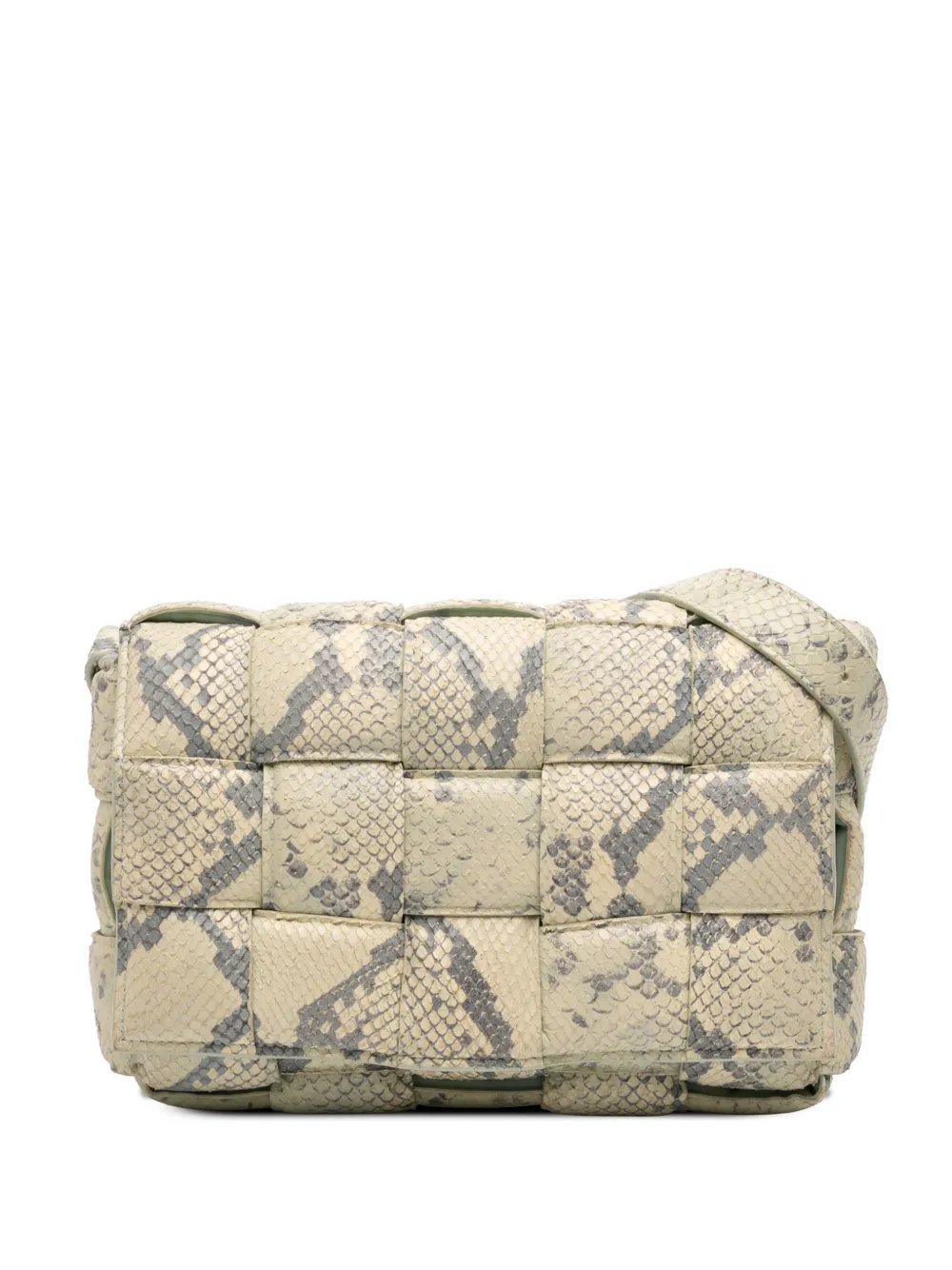 2012-2026 Python Embossed Goatskin Intrecciato Padded Cassette crossbody bag