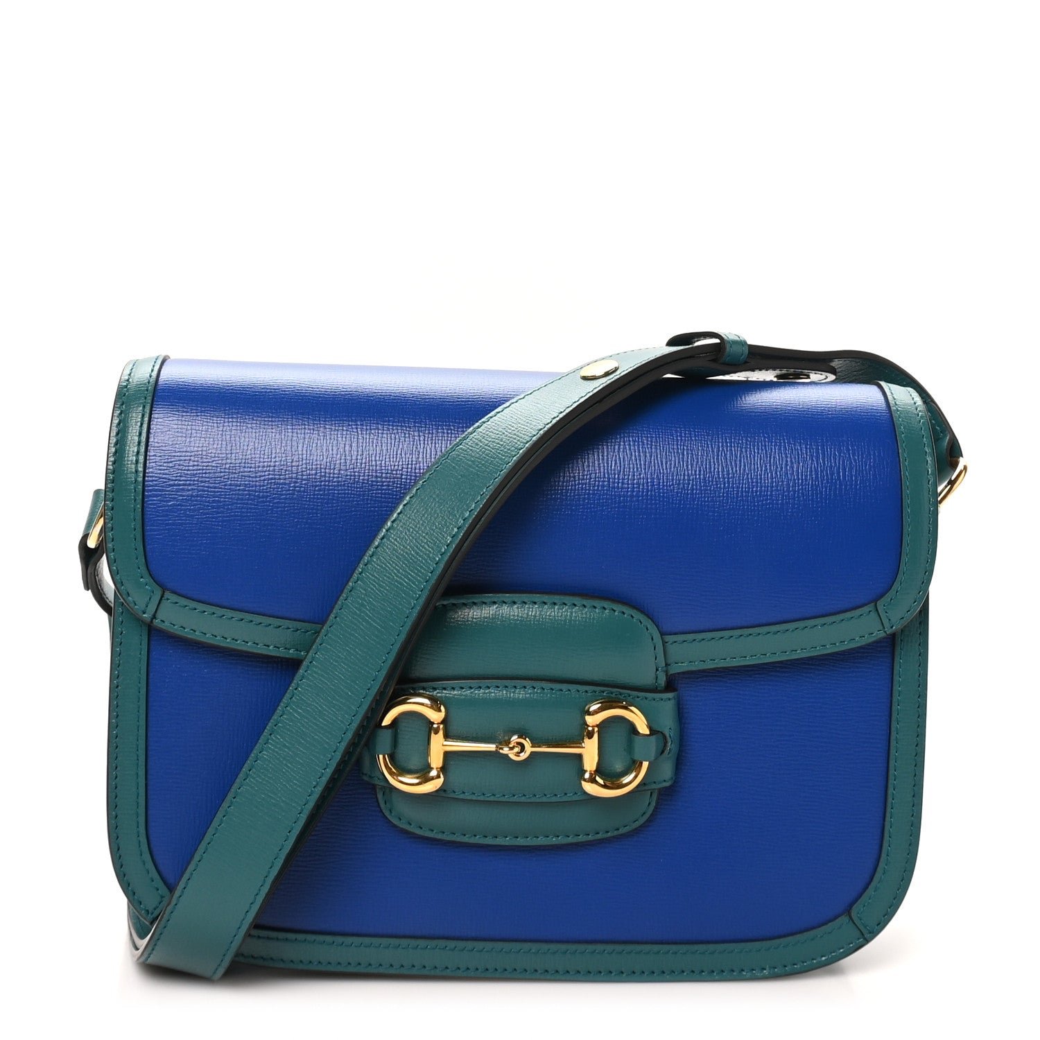 Gucci Azalea Calfskin Horsebit 1955 Shoulder Bag Imperial Blue Pavone