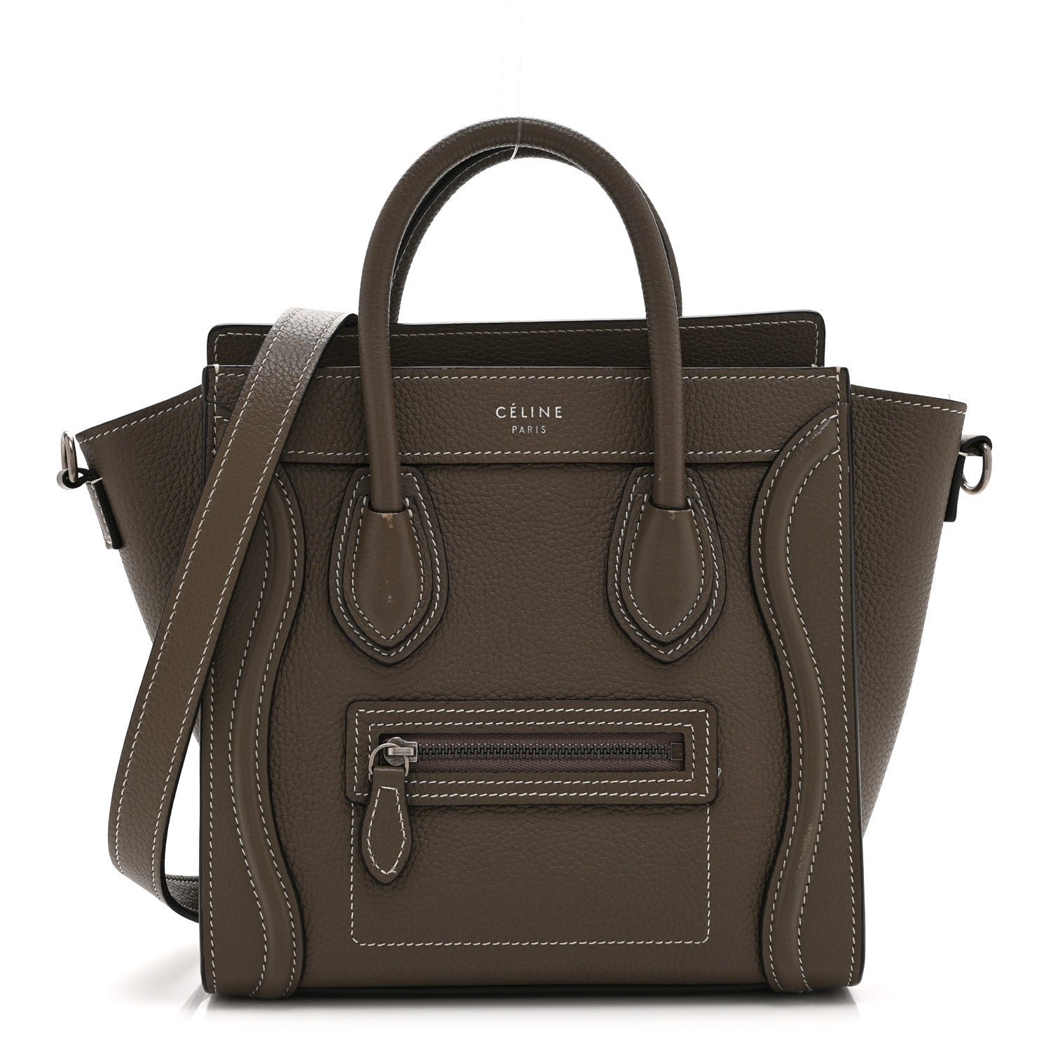 Celine Drummed Calfskin Nano Luggage Souris