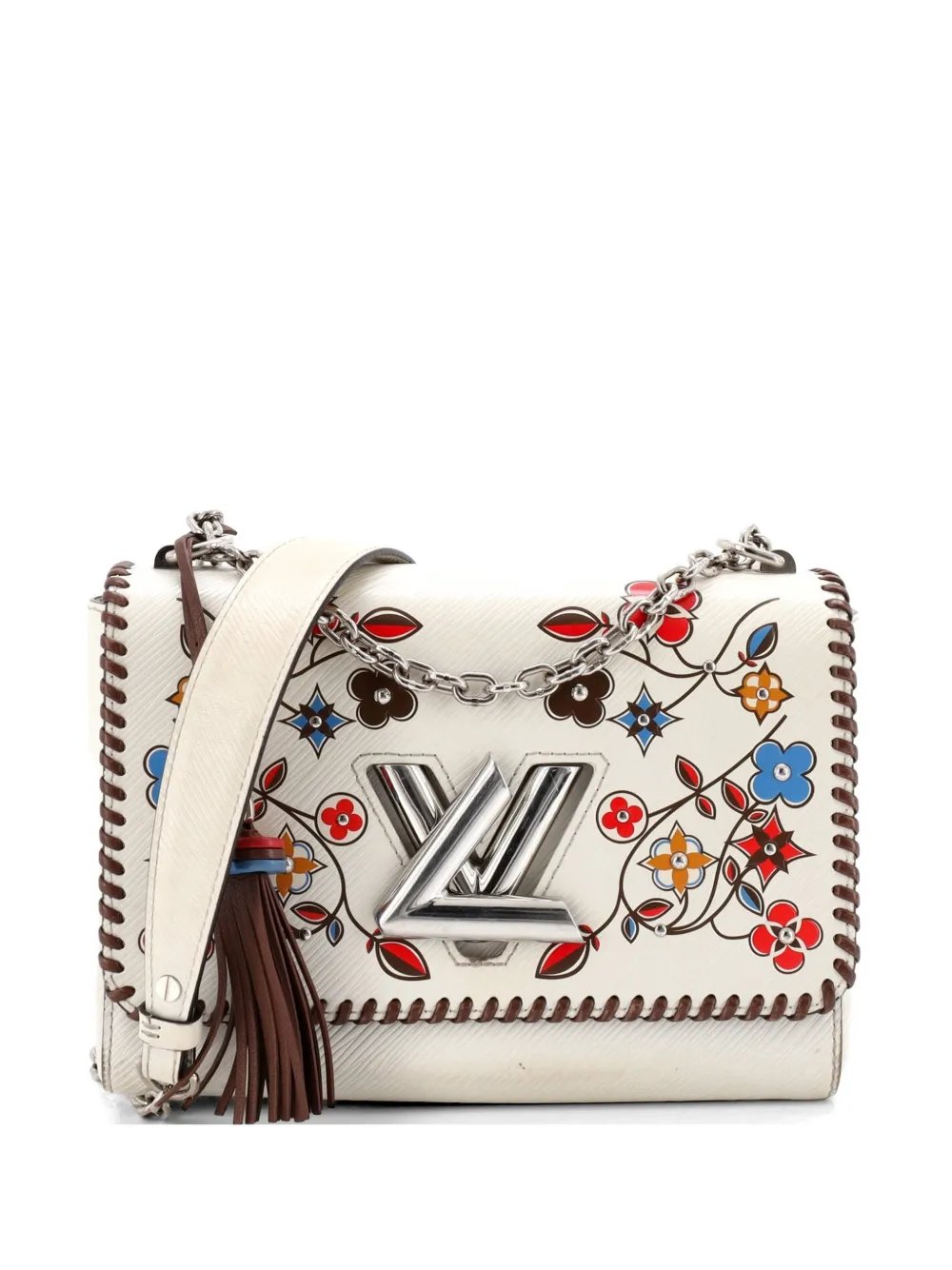 Twist Handbag Limited Edition Flower Embellished Epi Leather with Whipstitch Details MM crossbody bag