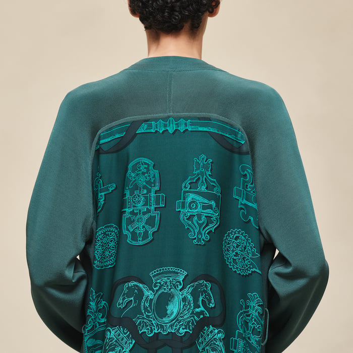Vert Pin Cardigan Long Manches Longues Twillaine Imprimé « ferronnerie Remix »