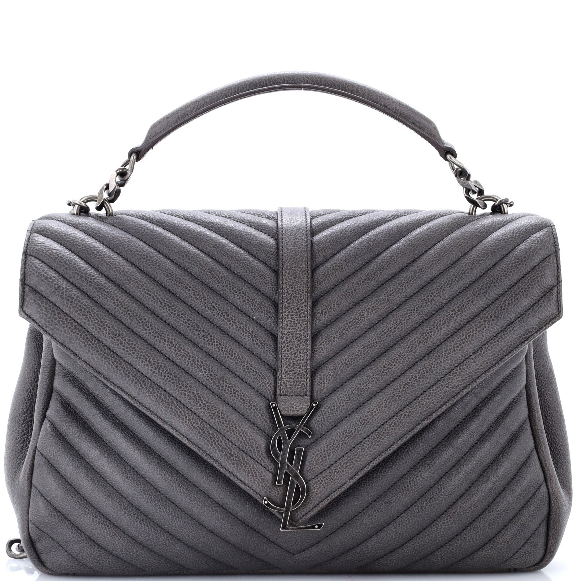 Classic Monogram College Bag Matelasse Chevron Leather Large
