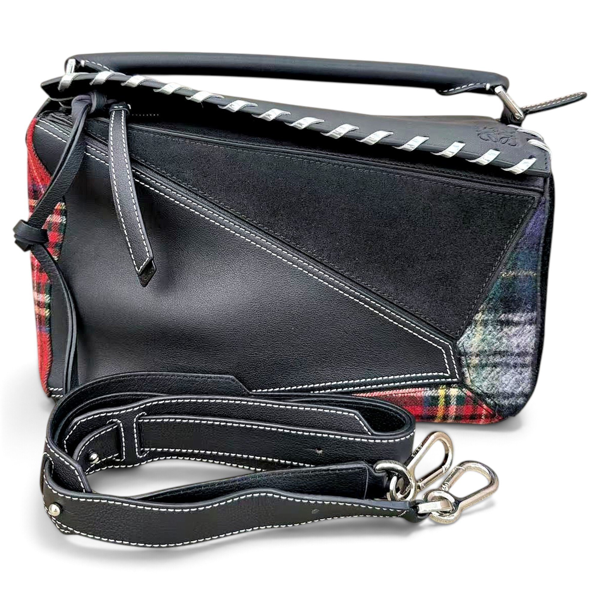Puzzle leather handbag