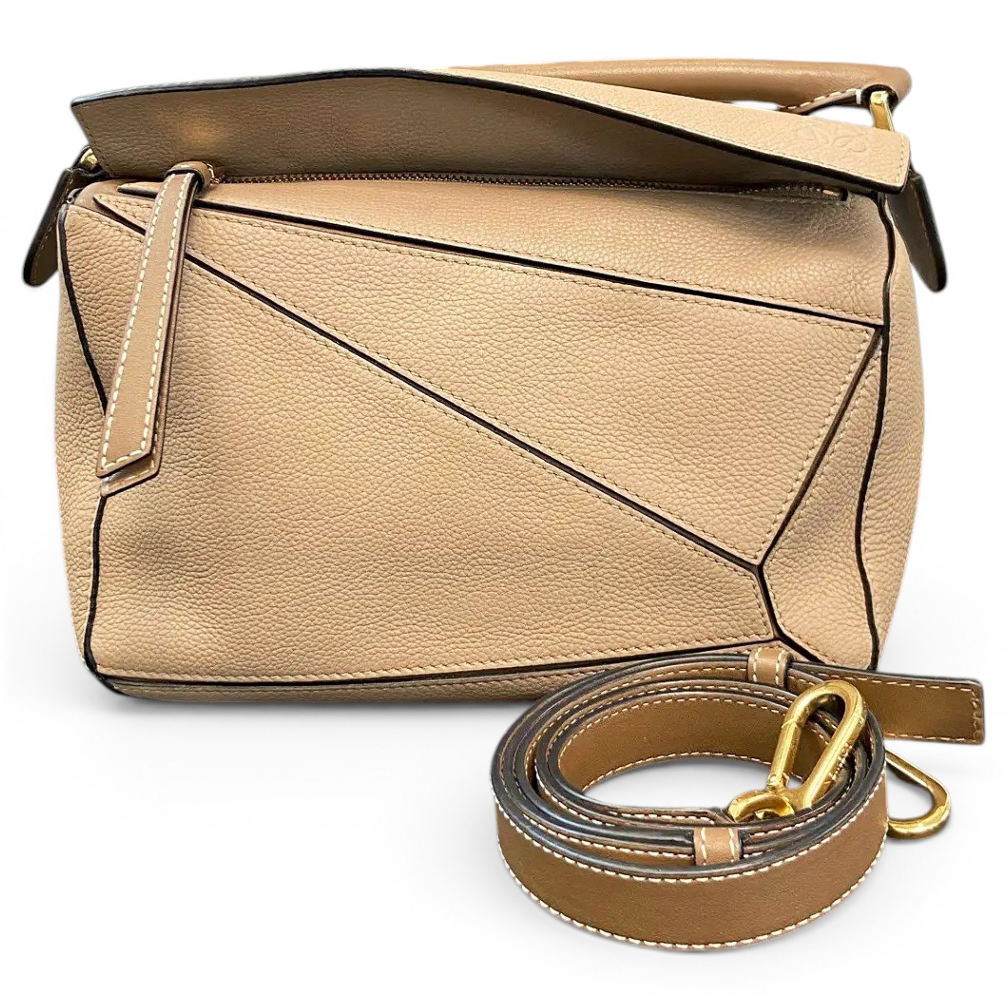 Puzzle leather handbag