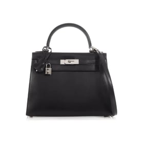 Hermes Kelly 28 Handbag Black Box Calf Leather