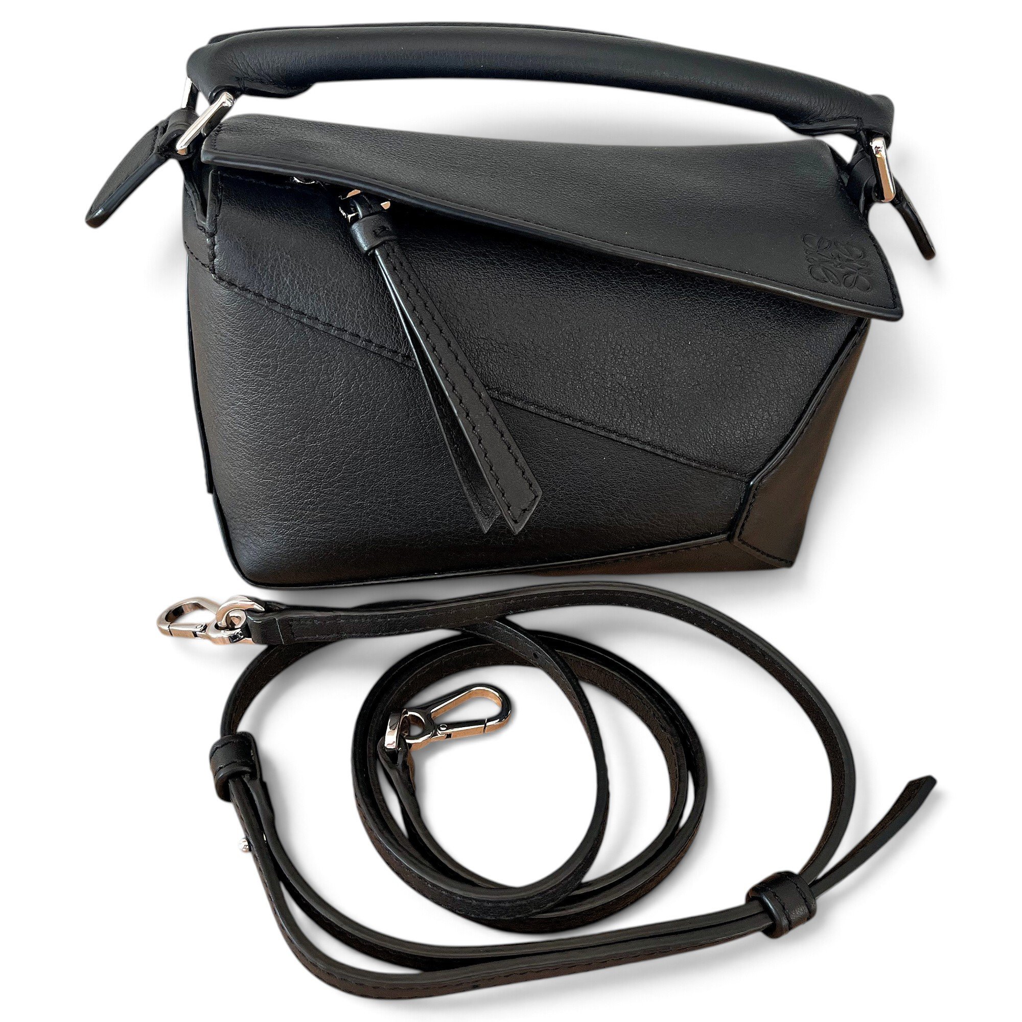 Puzzle leather handbag