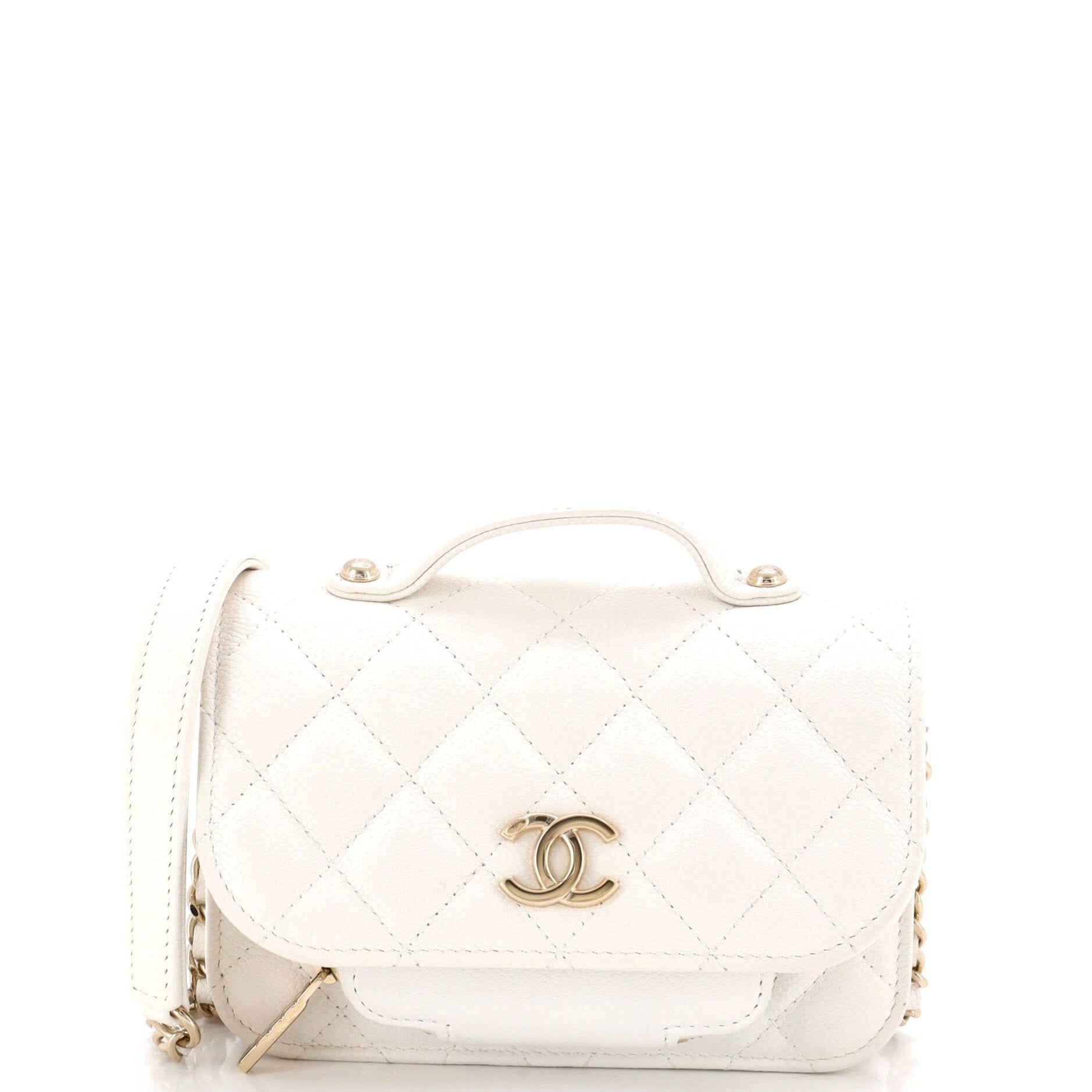 Business Affinity Flap Clutch with Chain Quilted Caviar