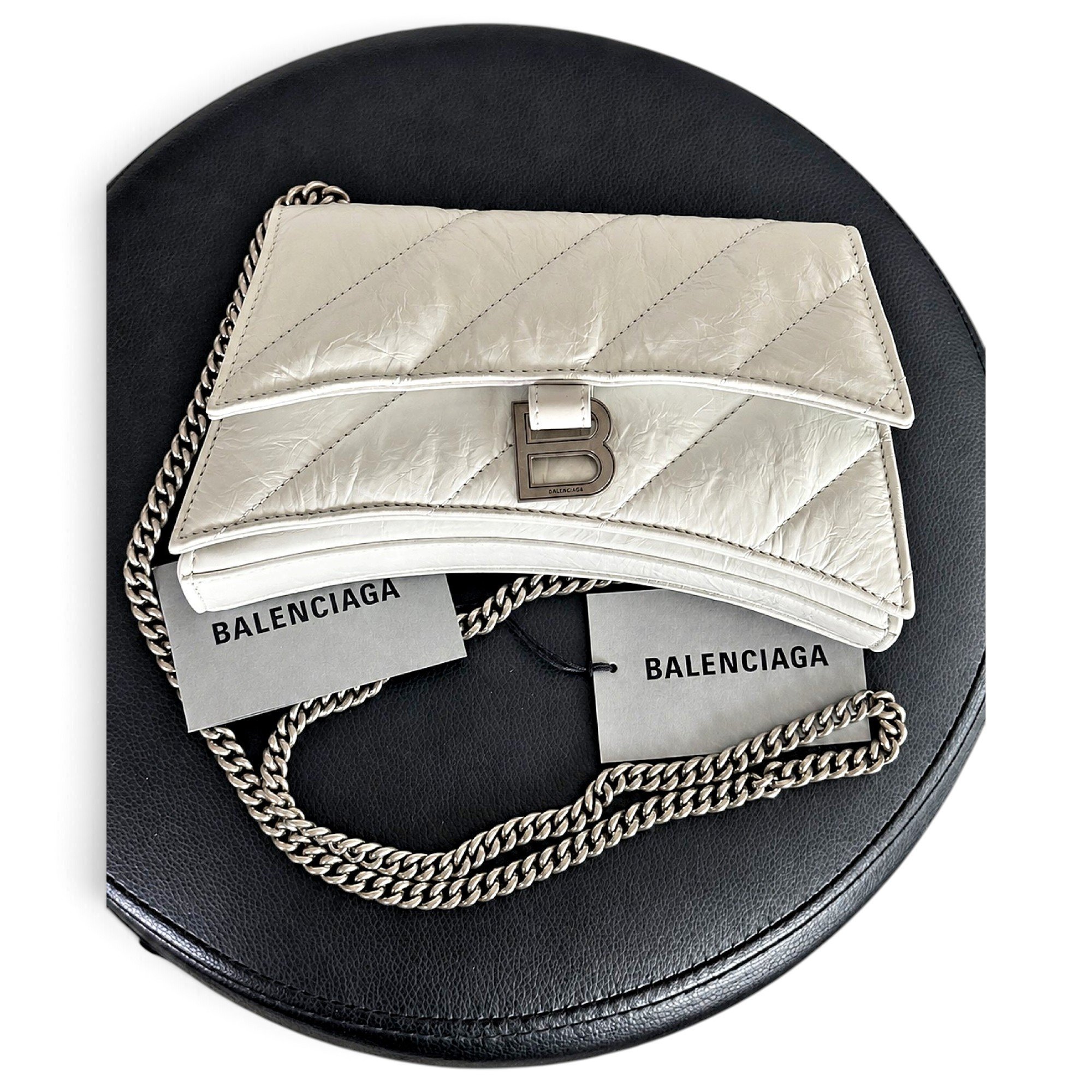 Hourglass leather handbag