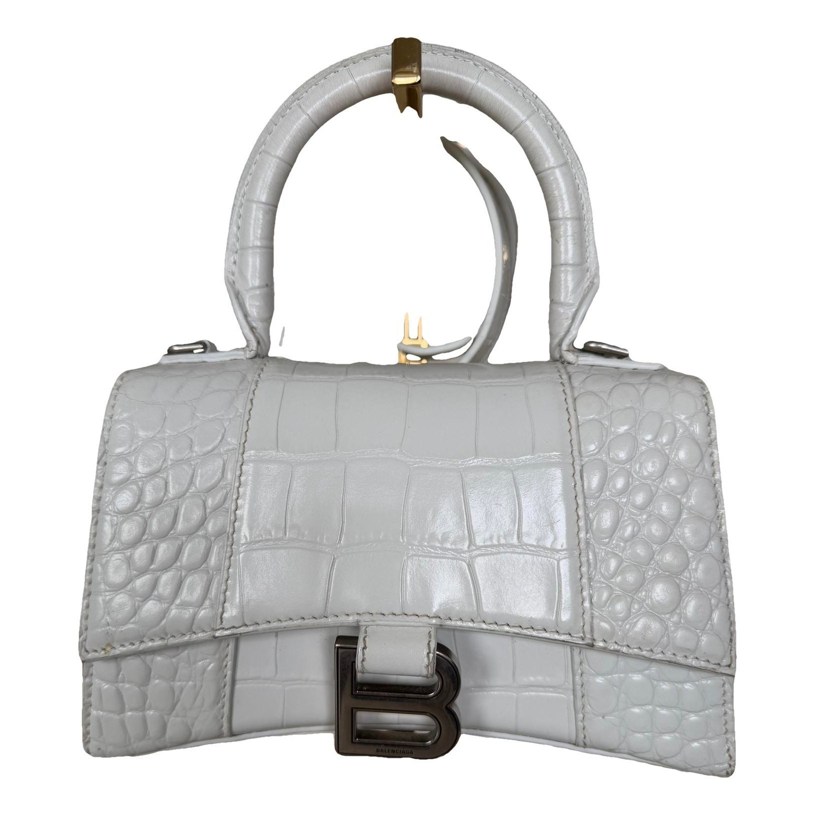 Hourglass leather handbag