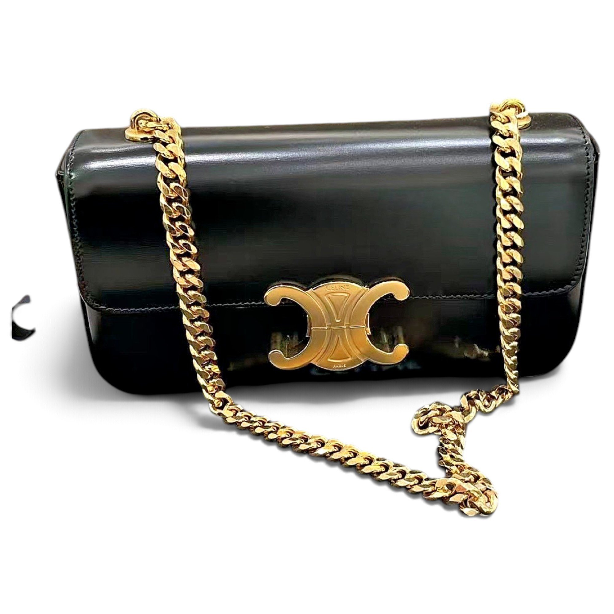 Triomphe chain leather handbag