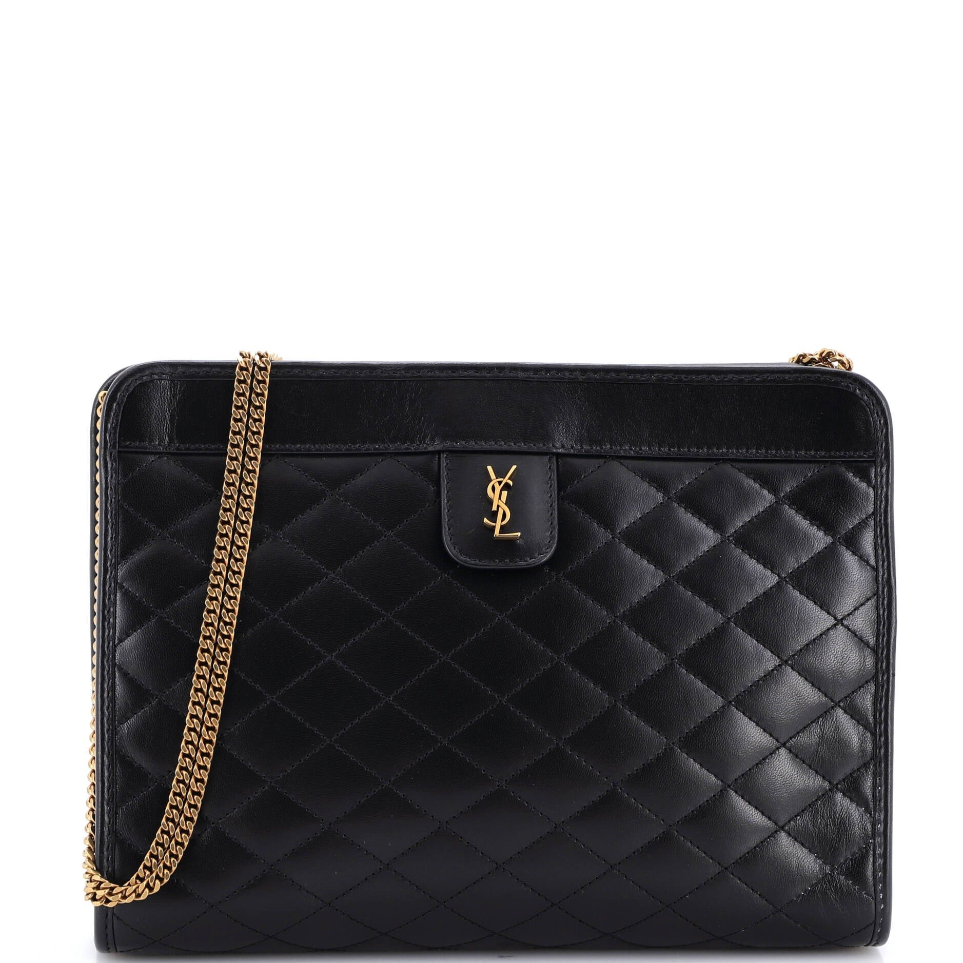 Victoire Chain Clutch Quilted Leather
