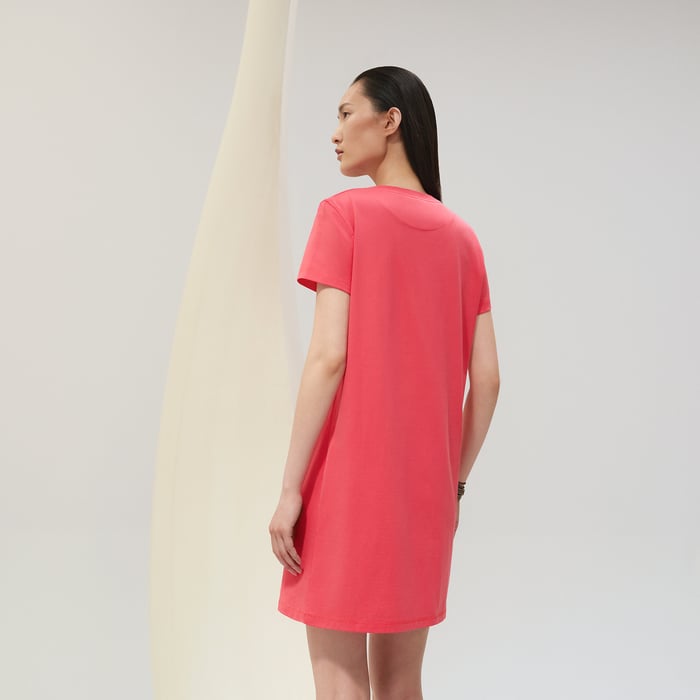 Rose Vermillon Embroidered Pocket Dress