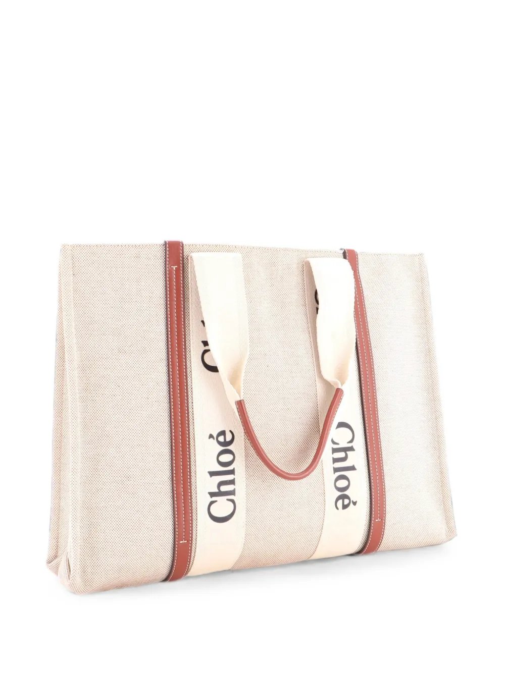 Woody Canvas with Leather Large tote bag