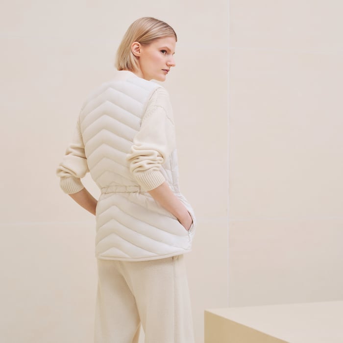 Blanc Nacre Long Quilted Vest