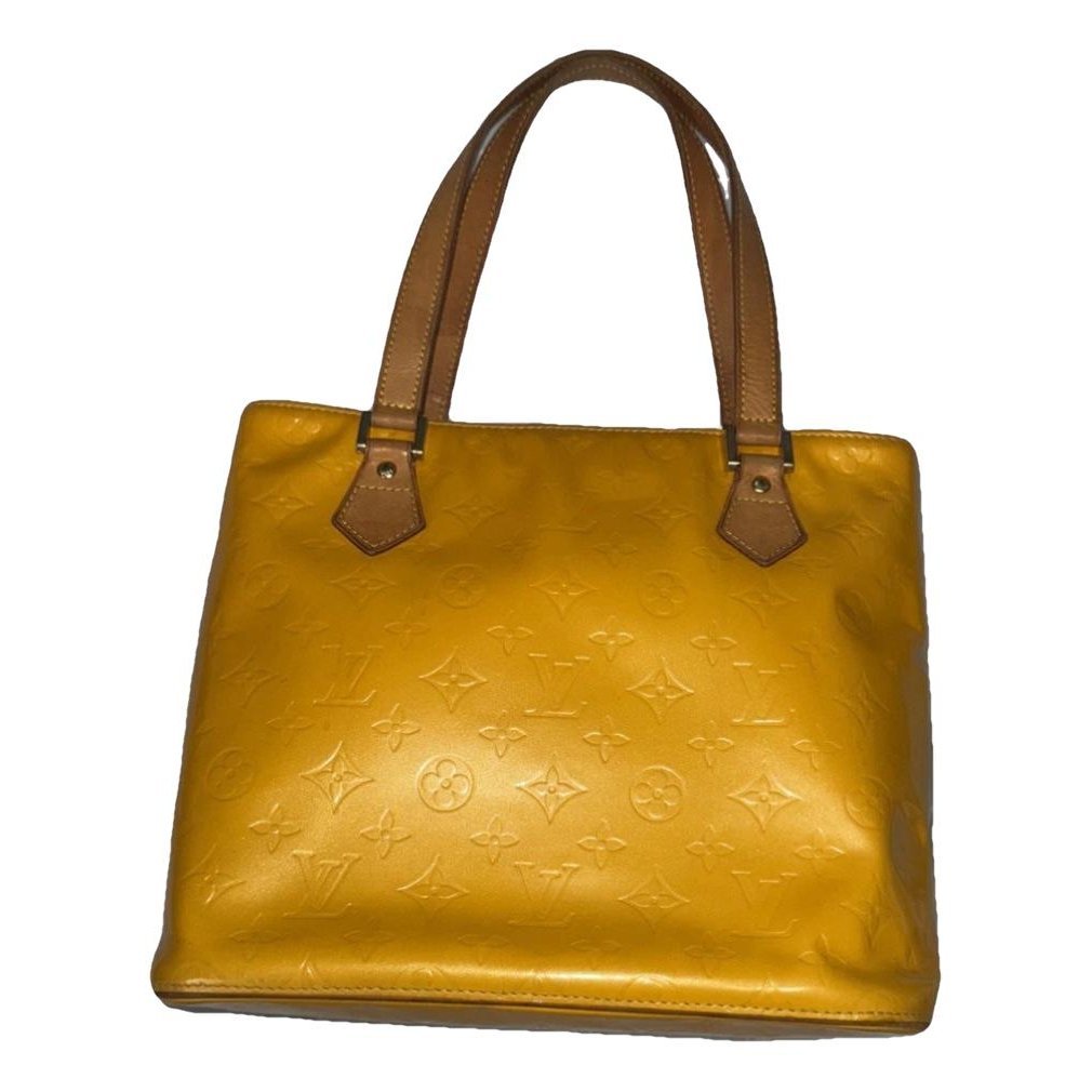 Open tote leather handbag