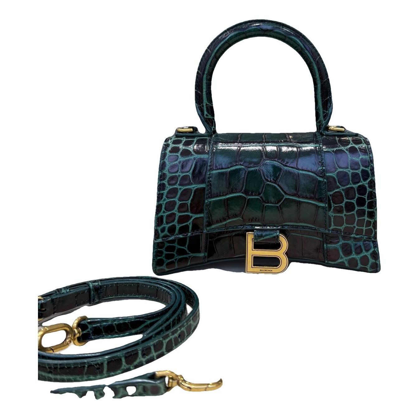 Hourglass leather handbag