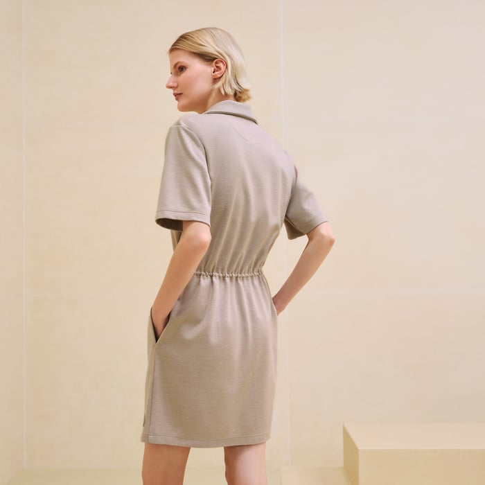 Beige Glaise Zipped Drawstring Dress