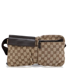 Gucci Vintage Double Belt Bag GG Canvas