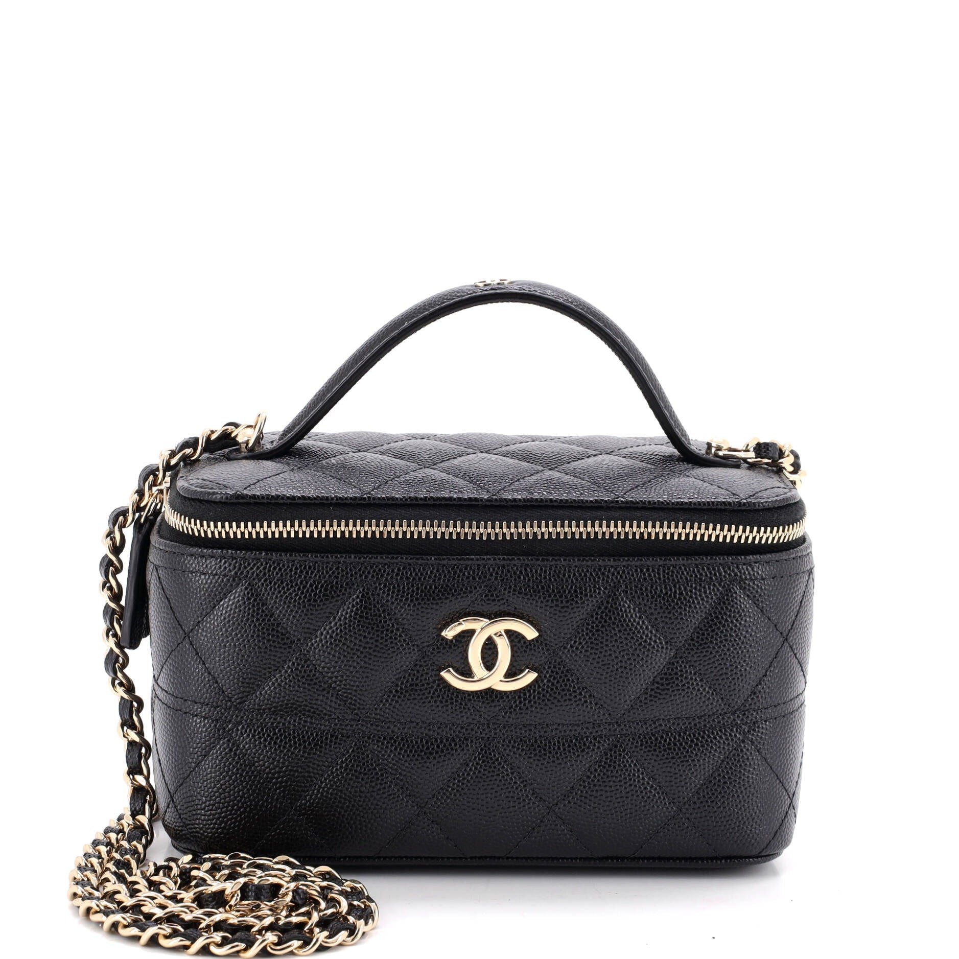 Long Vanity with Chain Quilted Caviar Mini