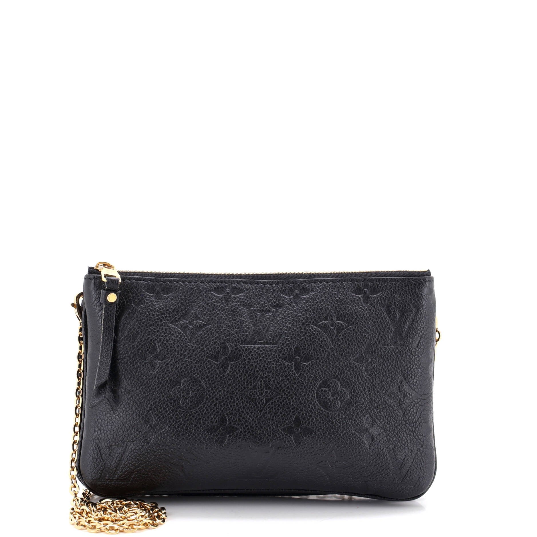 Double Zip Pochette Monogram Empreinte Leather