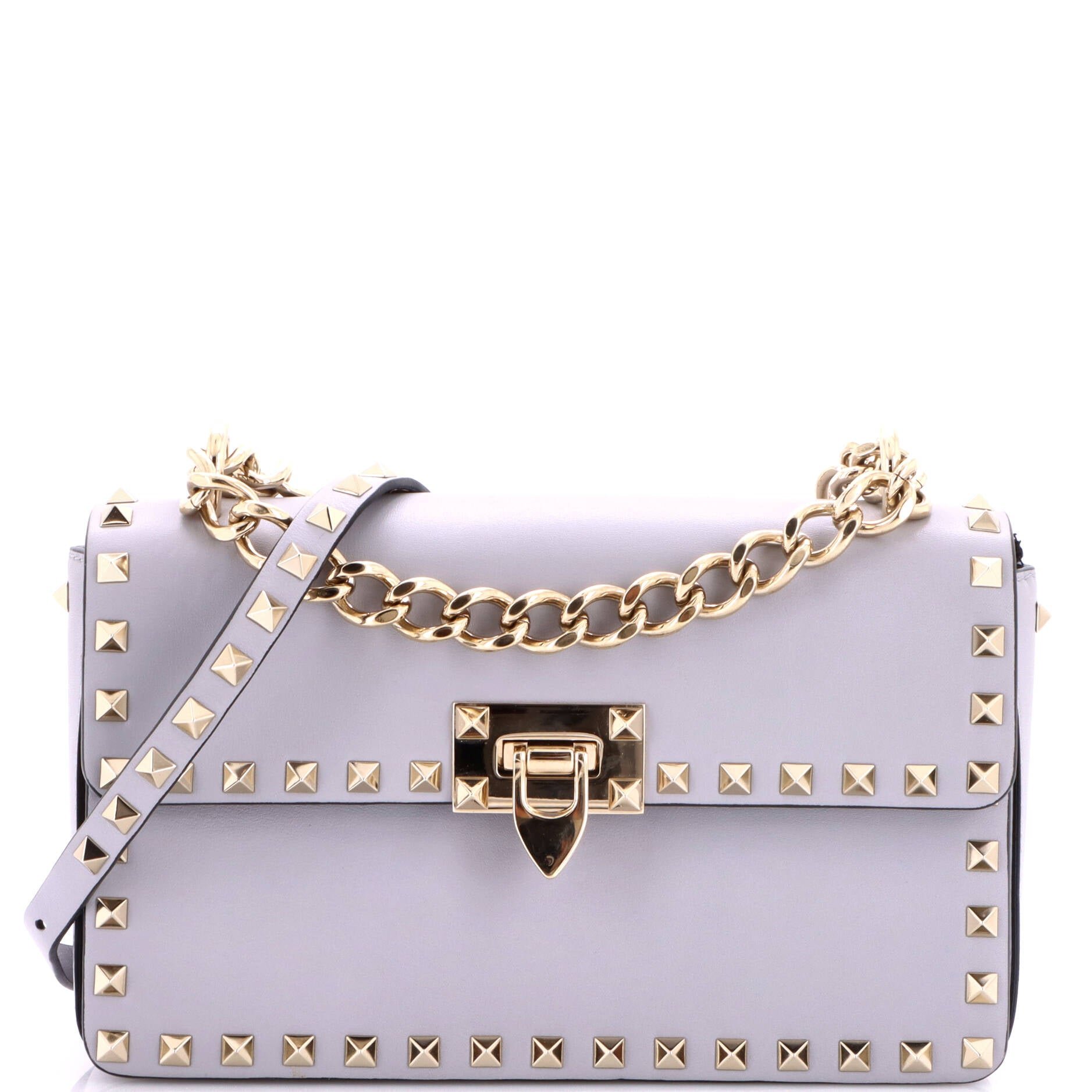 Valentino Garavani Rockstud Chain Flip Lock Flap Bag Leather Medium