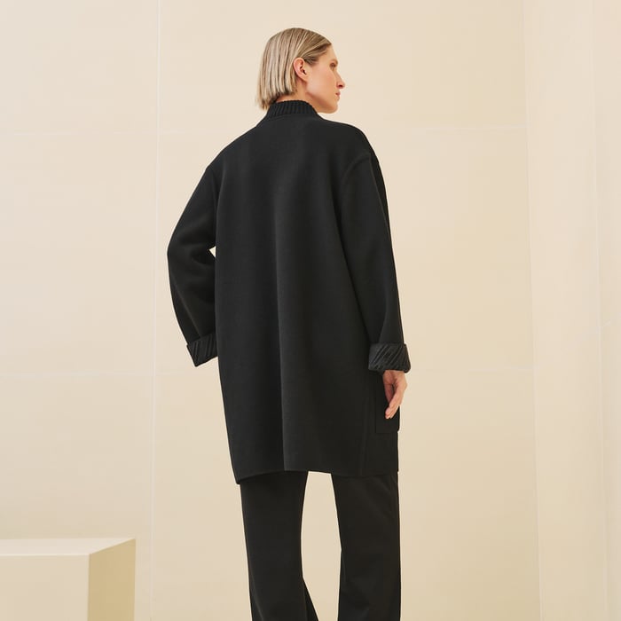 Noir "H En Biais" Reversible Zipped Coat