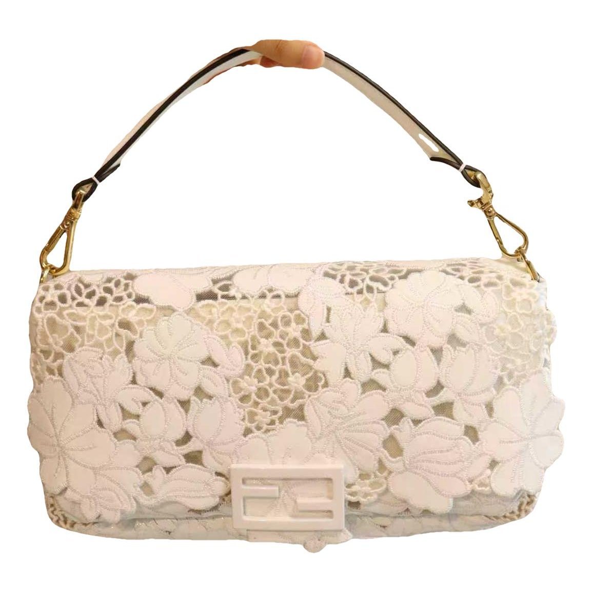 Baguette patent leather handbag