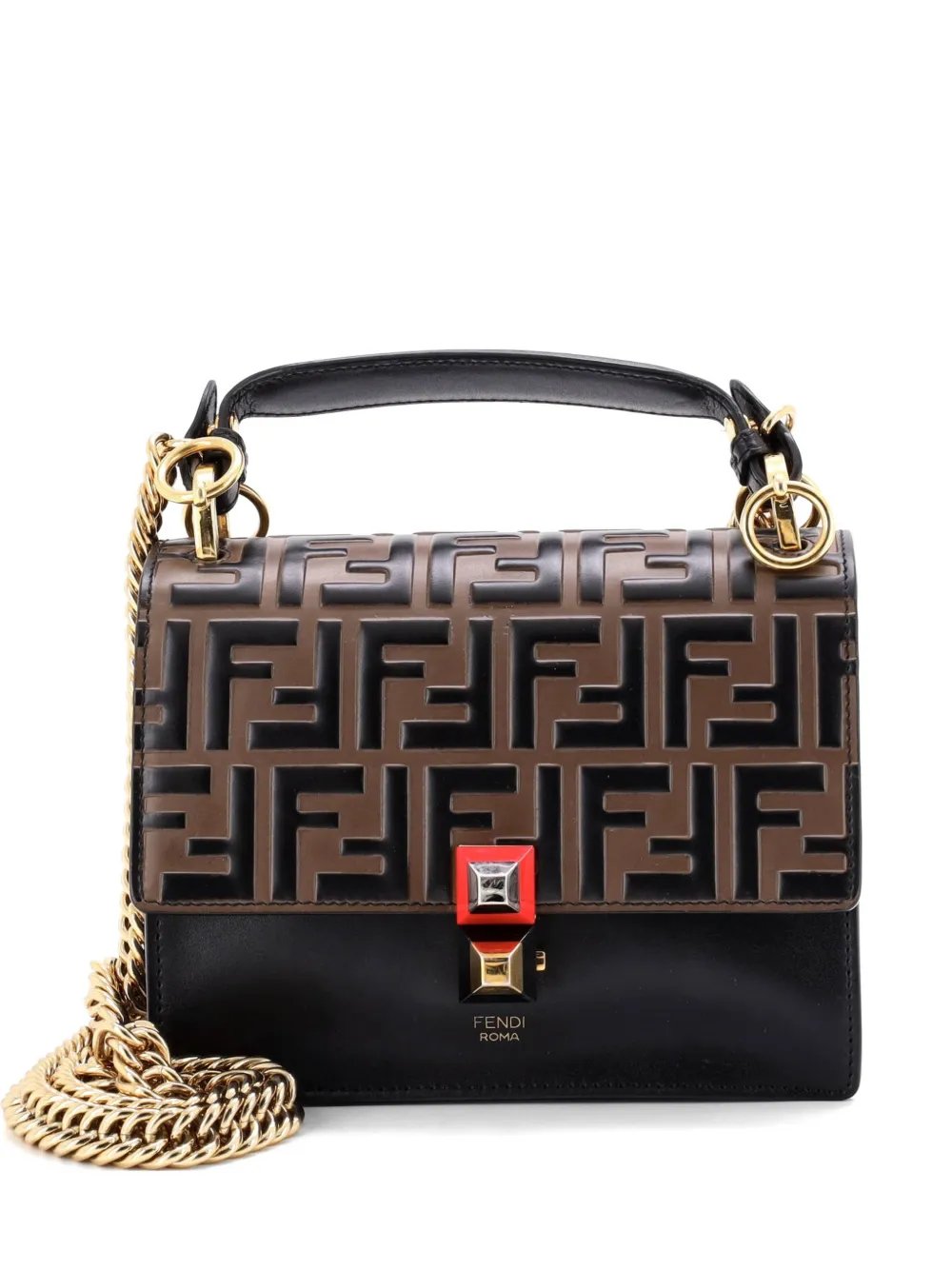 Kan I Bag Zucca Embossed Leather Small shoulder bag
