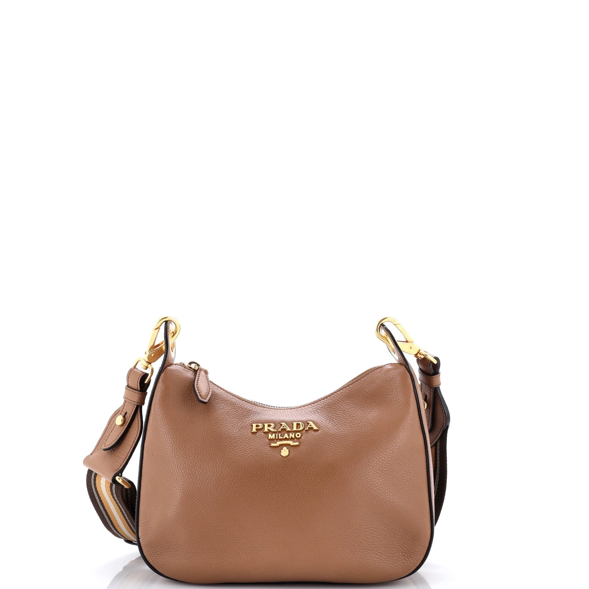 Striped Strap Zip Hobo Vitello Phenix Small