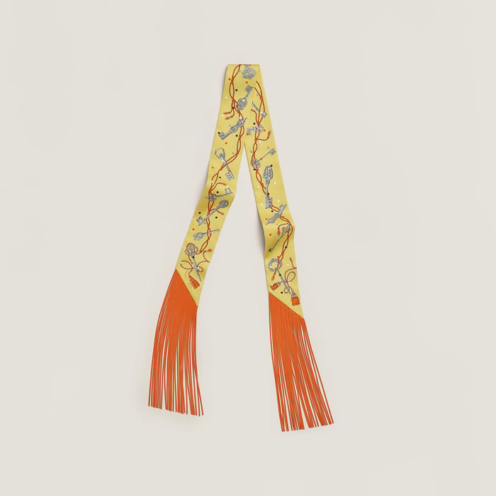 Les Cles a Pois Leather Fringes Twilly
