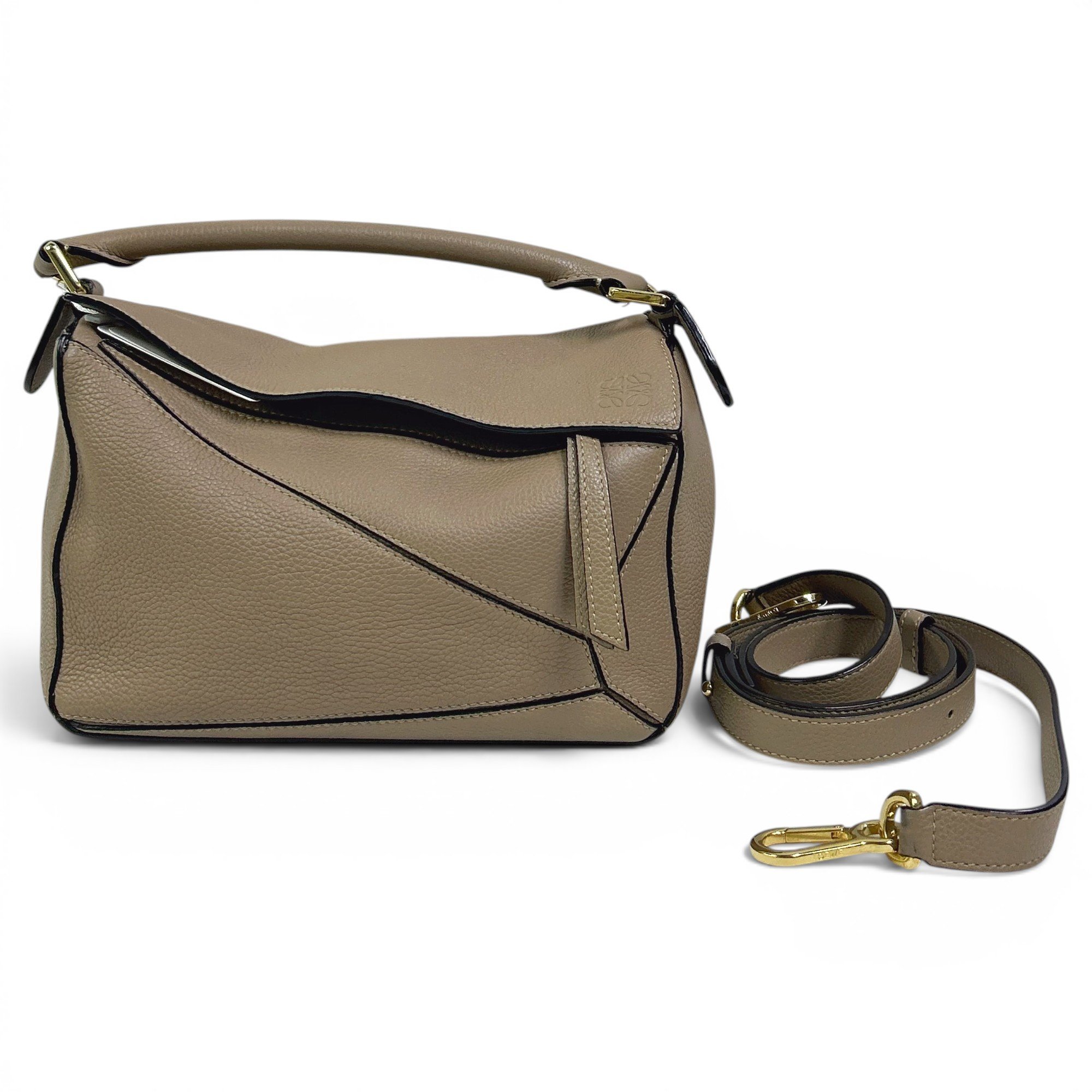 Puzzle leather handbag