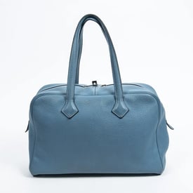 Hermes Victoria Ii 35 Handbag Blue Jean Clemence Leather 2008
